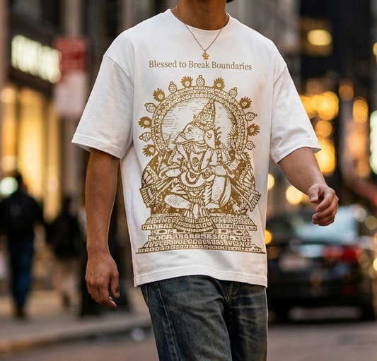 Blessed to Break Boundaries – Lord Ganesha Premium Oversized Graphic T-Shirt