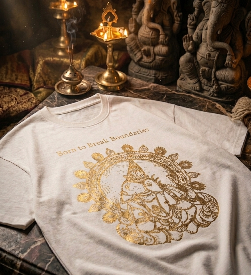 Blessed to Break Boundaries – Lord Ganesha Premium Oversized Graphic T-Shirt