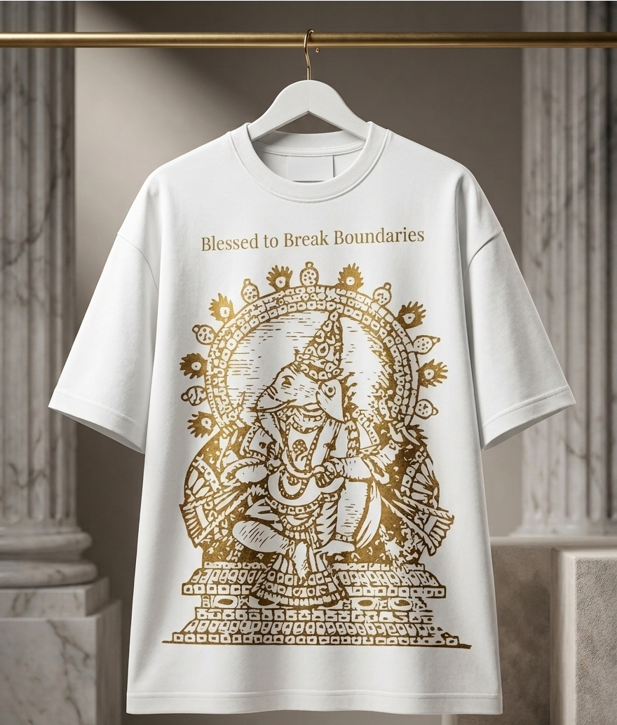 Blessed to Break Boundaries – Lord Ganesha Premium Oversized Graphic T-Shirt