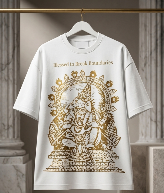 Blessed to Break Boundaries – Lord Ganesha Premium Oversized Graphic T-Shirt