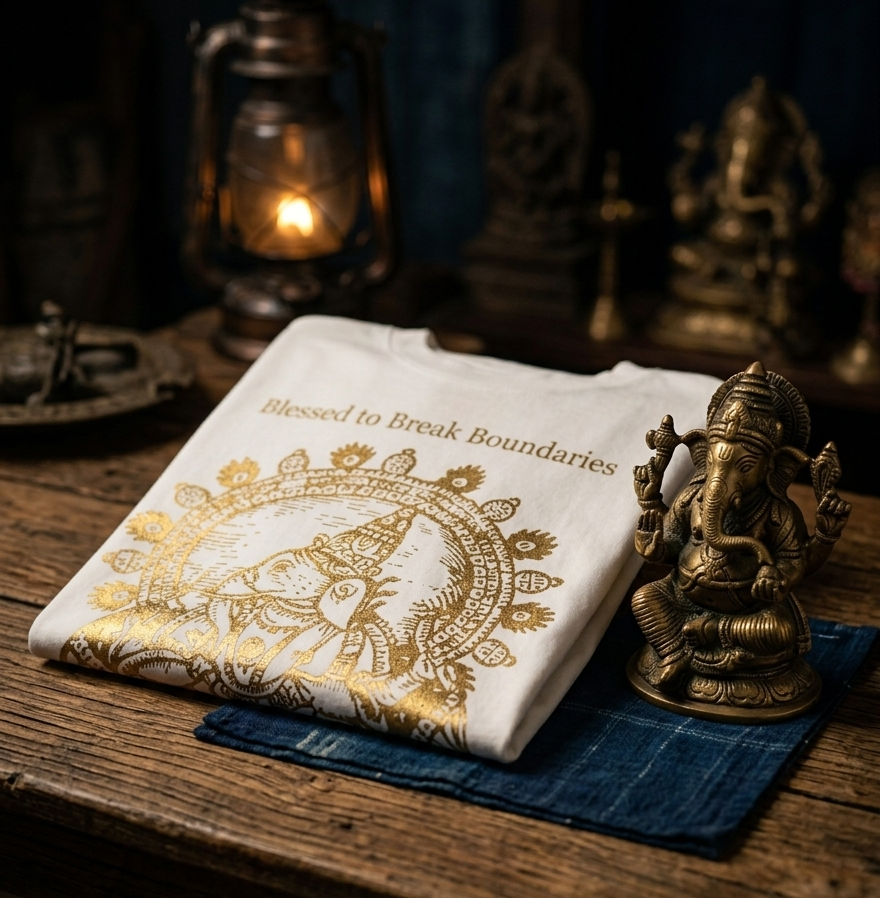 Blessed to Break Boundaries – Lord Ganesha Premium Oversized Graphic T-Shirt